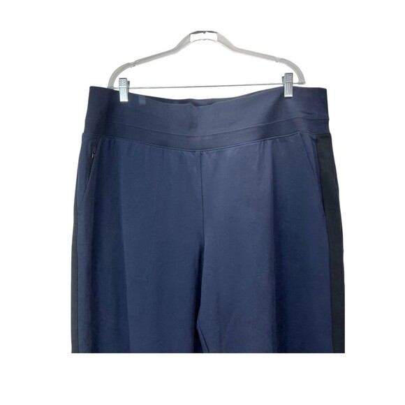 Athleta Venice Colorblock Navy Blue Black Wide Leg Track Pants SZ 2X - Picture 2 of 8